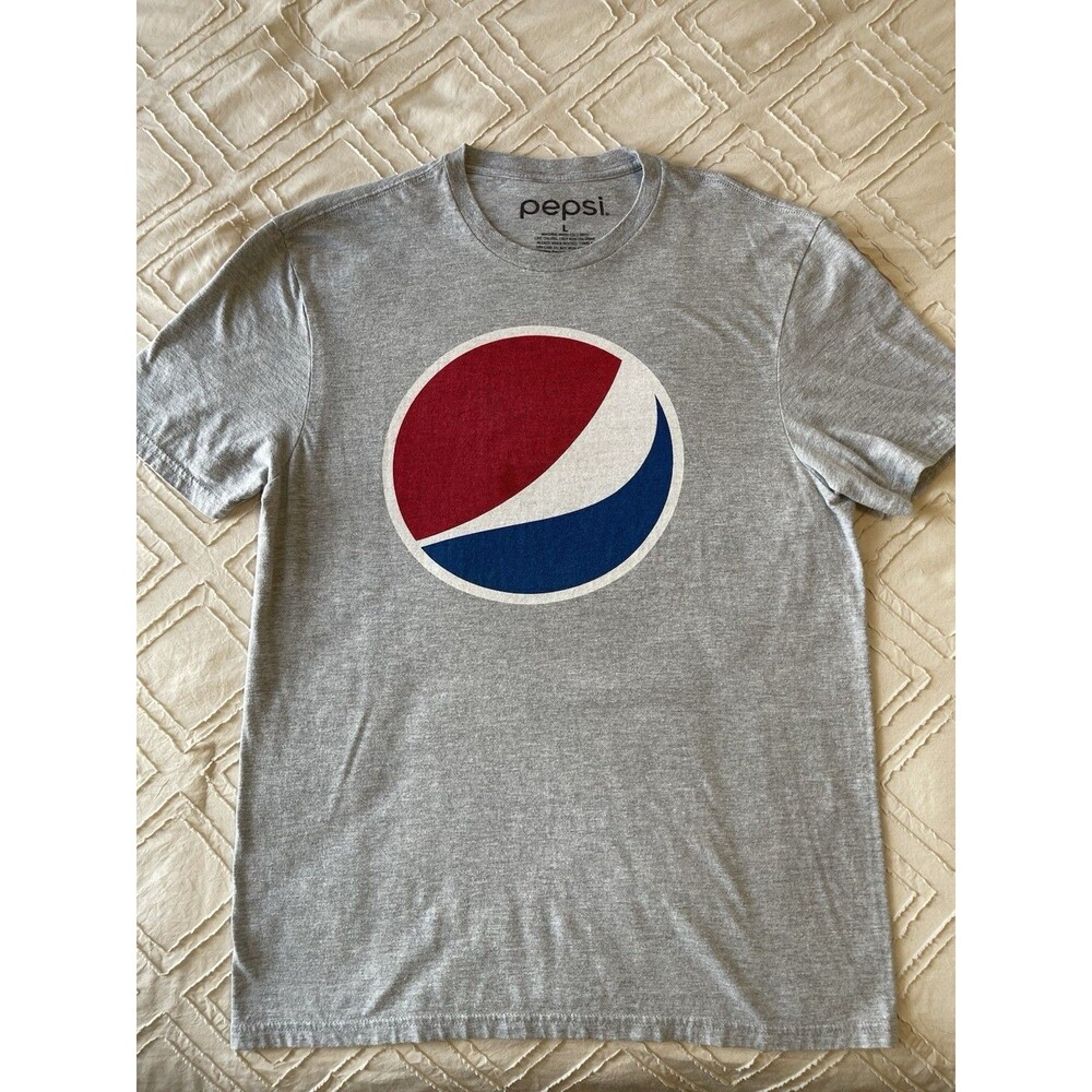 Pepsi Graphic Logo Short Sleeve T-Shirt Light Gray Size Large